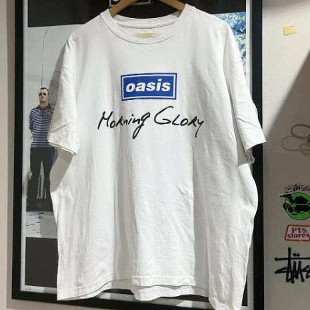 White Oasis Tee With Blue Logo